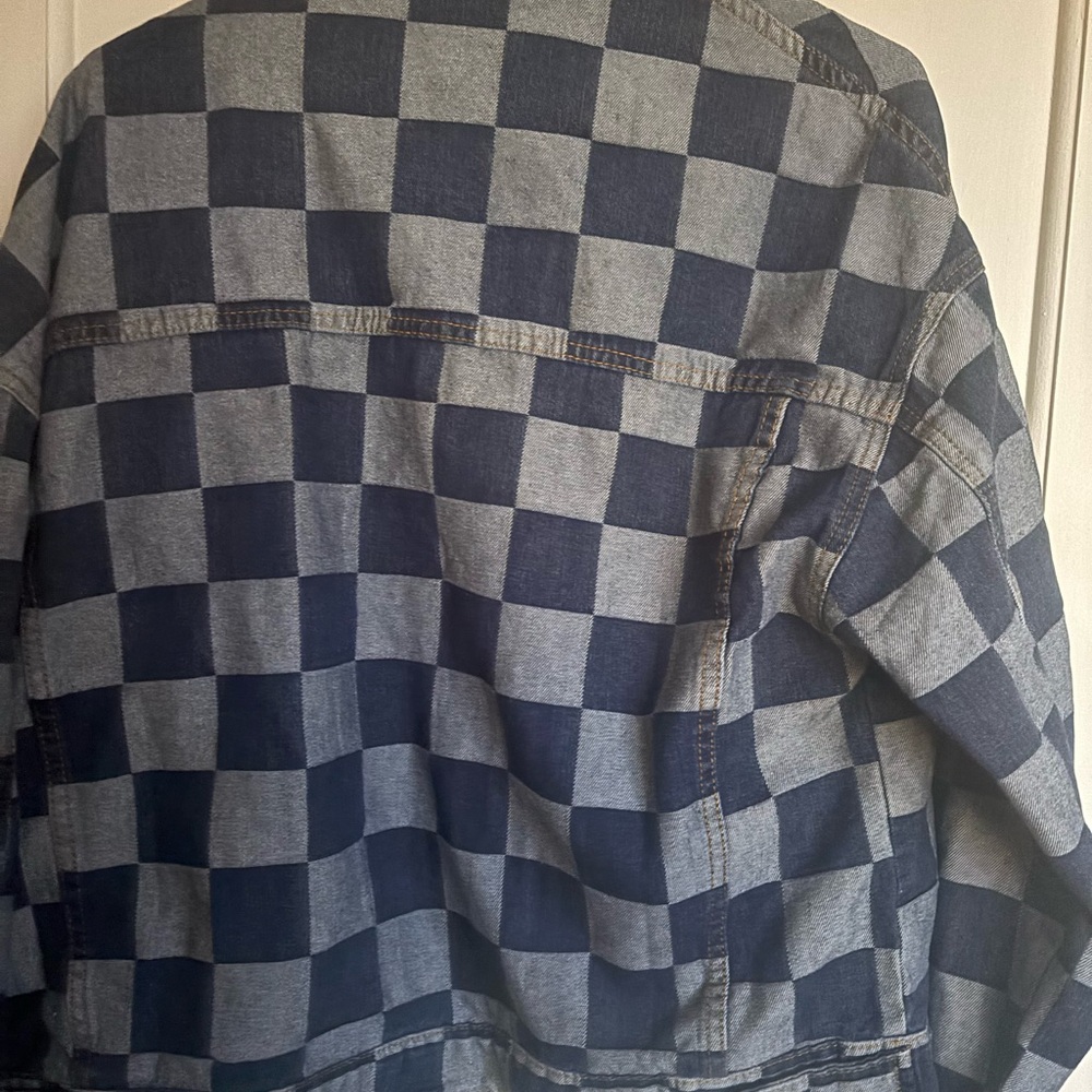 Blue and Gray Checkered denim Jacket - Picture 3 of 3